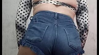 Latina trans twerks in tight shorts, shaking that ass!
