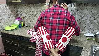 Wow! Sexy stepmom Saara lets stepson drill her in kitchen!