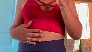 Big ass prostitute shows off marked panties