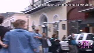 freaks flash tits at mardi gras party outdoor