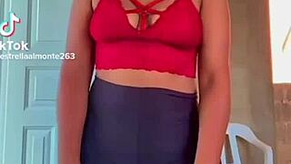 Big ass prostitute shows off marked panties