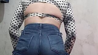 Latina trans twerks in tight shorts, shaking that ass!