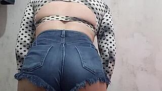 Latina trans twerks in tight shorts, shaking that ass!