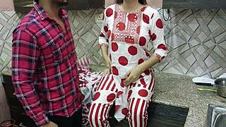 Wow! Sexy stepmom Saara lets stepson drill her in kitchen!