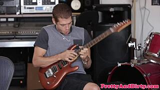 busty babe rides cock after blowjob in close-up