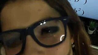 Fucking the teacher and cumming on her glasses