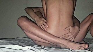 Does this skinny girl getting hot in the action excite you?