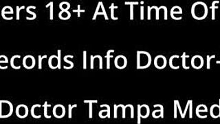 Dr. Tampa examines Blaire Celeste's shaved pussy backstage