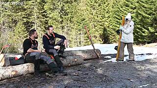 Sexy Snowboarder Brittany Bardot Invites Lumberjacks For Dp Threesome