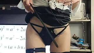 Fucking the teacher and cumming on her glasses