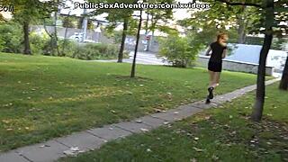 Skinny Chick Gets FUCKED in Tight Holes in Public Park!