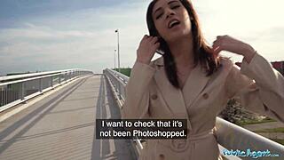 'super sexy brunette shows tits and ass for big cock'