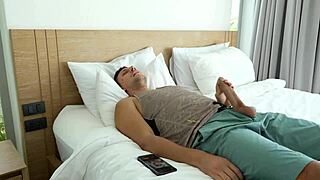 Stepbrother fantasizes about intense sex with stepsister while masturbating to her photo