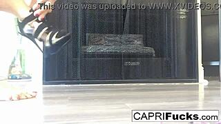 Capri in high heels masturbates her big tits?