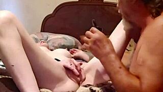 Slapping her pussy with my cock