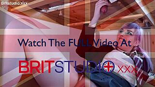 A student in wet lingerie and nylon uniform performs a massive cumshot milking, swallowing every drop in homemade video