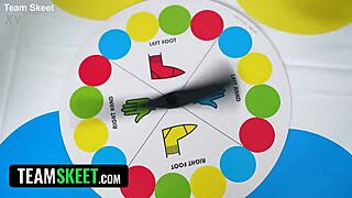 During a risky sex game, the cute petite stepsis lets me split her pussy open with doggystyle