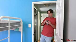 Stepdaddy tricks young babe into blowjob and riding!