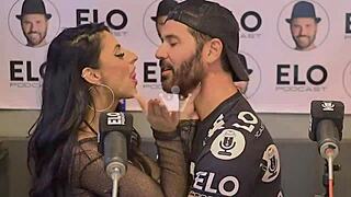 Latina hotwife gives sloppy blowjob to podcast presenter