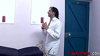 three way porn with brunette and wet pussy action in ffm threesome