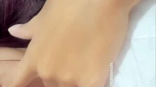 after the massage, the brunette enjoys a real homemade fuck