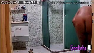 Hidden camera catches busty stepmother tidying house