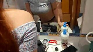 Mother-in-law fucking in toilet