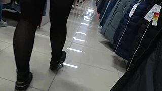 Hidden Camera in Fitting Room: Admire Juicy PAWG Peeping Legs?