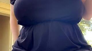 Chubby alt milf smokes intensely outback