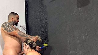 Painter fucks the homeowner in ass and pussy while painting.