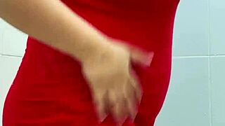 asian teen feels sexy and horny with her pregnant belly in homemade solo