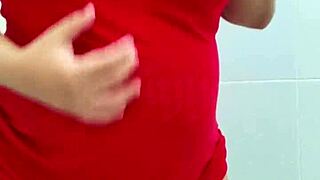 asian teen feels sexy and horny with her pregnant belly in homemade solo