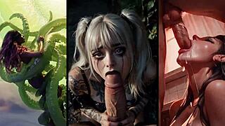 Beautiful pregnant women in oiled body worship compilation.