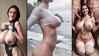 Beautiful pregnant women in oiled body worship compilation.