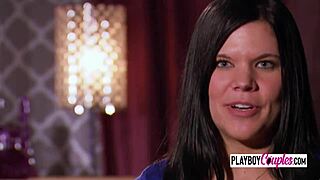 Husband licks wife's pussy before swinging party in red room