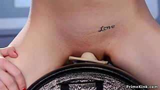 brunette in stockings fucks monster machine squirting hard