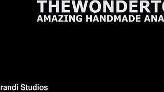 ria sunn casually tests huge handmade balldog with rough anal fisting and gaping asshole