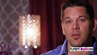 Husband licks wife's pussy before swinging party in red room