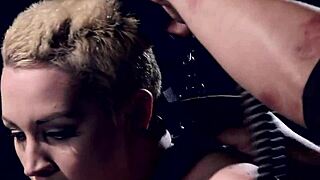 Blonde in doggy bondage gets caned!