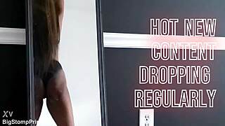 Ebony beauty shakes her ass seductively in lingerie and costume while dancing