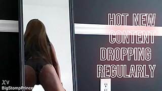 Ebony beauty shakes her ass seductively in lingerie and costume while dancing