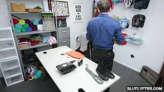 Officer Wrex bangs teen suspect Scarlett in office cowgirl