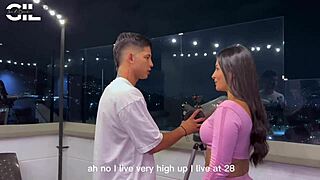 Curious neighbor fucked on terrace