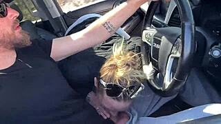 Couple shocks with road head outdoor sex almost caught in shower!