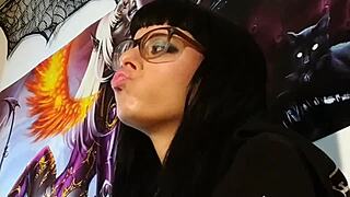 Hungarian Petite Goth Teen Kisses with Glasses in ASMR