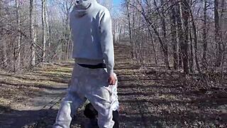 Couple shocks with road head outdoor sex almost caught in shower!