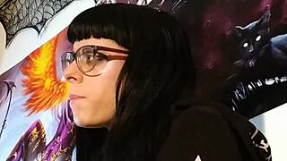 Hungarian Petite Goth Teen Kisses with Glasses in ASMR
