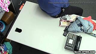 Officer Wrex bangs teen suspect Scarlett in office cowgirl