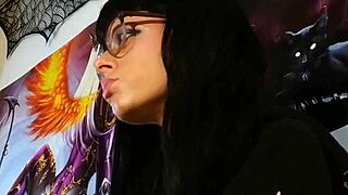 Hungarian Petite Goth Teen Kisses with Glasses in ASMR