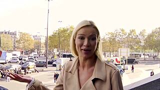 Does Cherry Kiss blonde flash small tits in doggystyle?